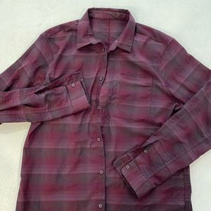 lululemon athletica Burgundy Plaid Casual Button Down Shirt